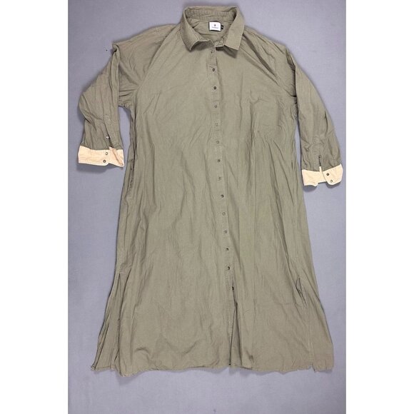 Tuckernuck Shiver Shirt Dress Midi Length Button Front Women's Army Green XXXL - Picture 3 of 9
